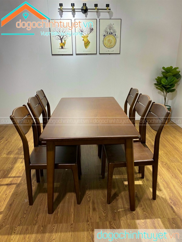 Bàn ghế ăn gỗ Sồi Thái Bình 2